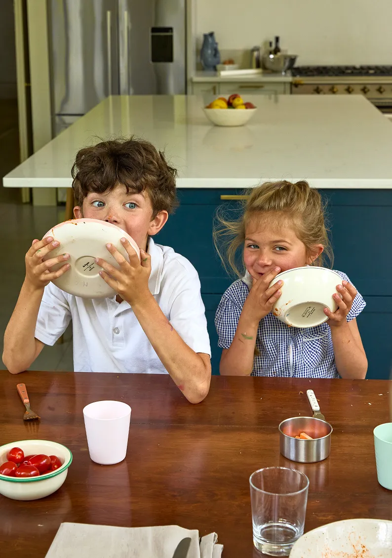 Kids enjoying dinner together