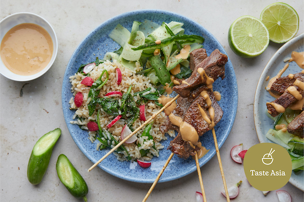 beef satay skewers, from our asian recipes, are perfect for the warm summer months