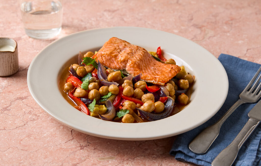 Bold Bean Co Honey Roasted Trout with Harissa Chickpeas & Lime Yoghurt